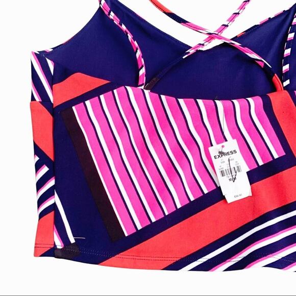 Express Strappy Striped Crop Top Brightly Colored Colorful NWT Medium Going Out - Picture 9 of 11